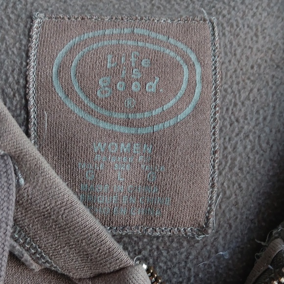 Life is Good Khaki olive green zip up Sweatshirt - Picture 5 of 7